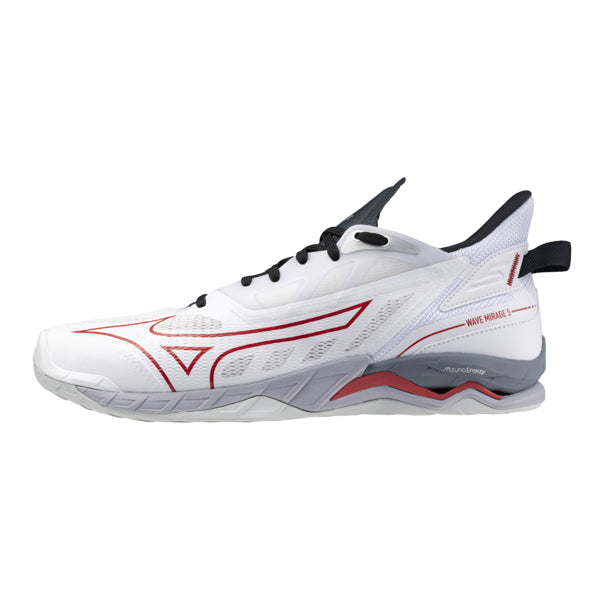 Mizuno Wave Mirage 5 Squashsko (White/Salsa/Black)